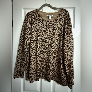 Amazon Essentials Women’s Long Sleeve Shirt Leopard Print Size XXL